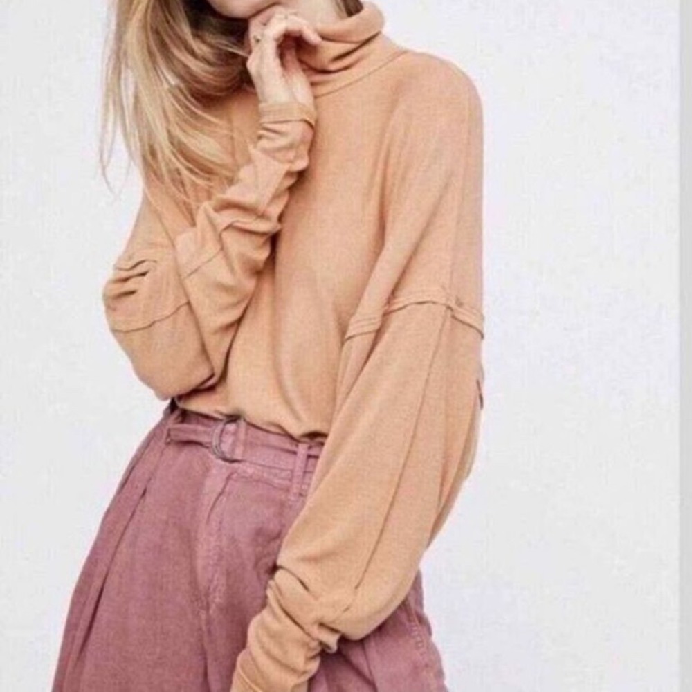 Free People We The Free Alameda Mock Neck Knit Top Carmel Sand Women S Oversized
